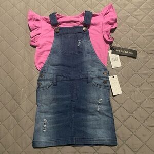 Madden Girl 2 Piece Set - Denim Overall-Skirt w/Pink Shirt.  NWT, Various Sizes